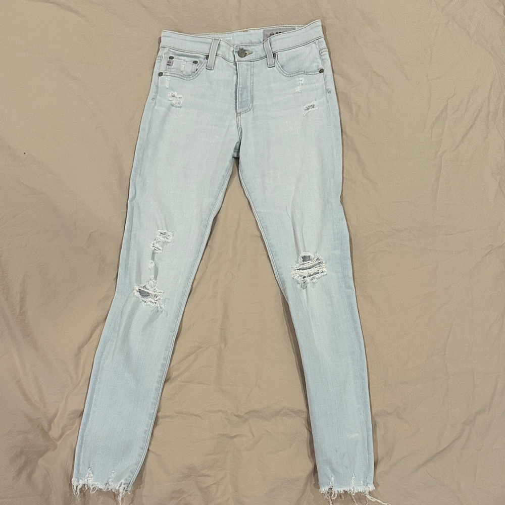 AG Adriano Goldschmied denim Distressed Farrah high rise Skinny ankle Jeans 26
